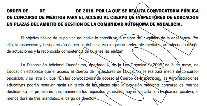 Borrador de la Orden de Oposiciones de Inspección 2016 Borrador de la Orden de Oposiciones de Inspección 2016