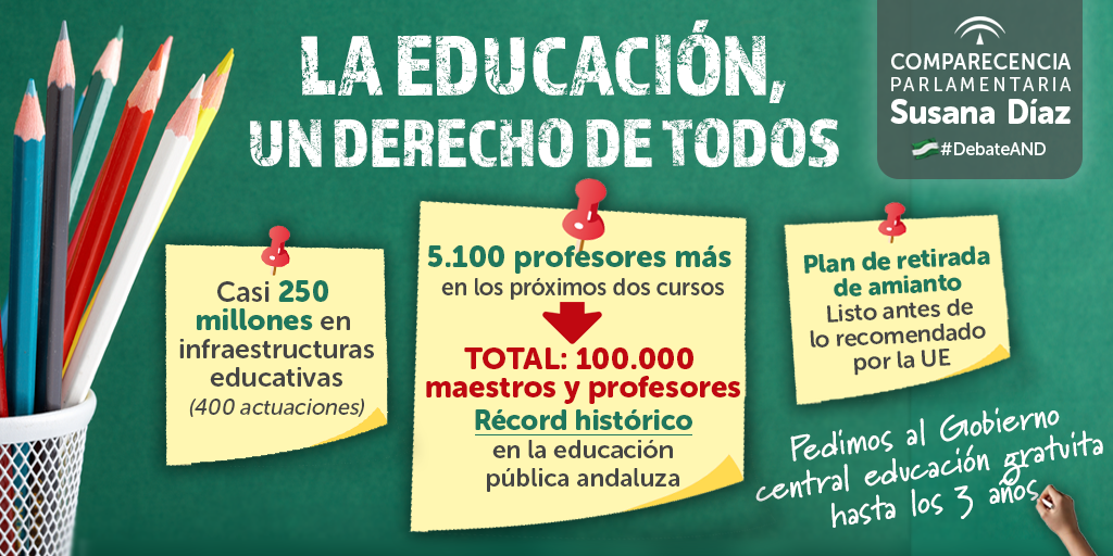 Ampliación de las plantillas docentes en 5.100 plazas en los dos próximos cursos por la aplicación de las nuevas jornadas lectivas.