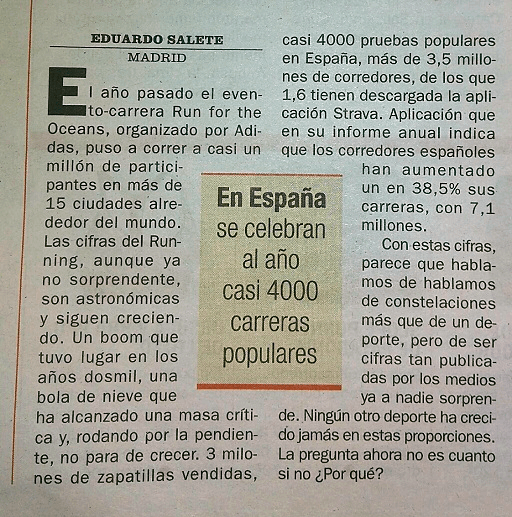 Las cifras del running no sorprenden y aumentan, diario AS, 7 de marzo de 2019