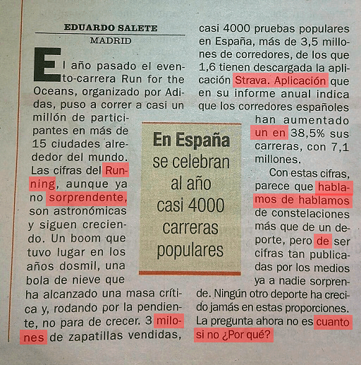 En la ortografía, como cangrejos 2 Las cifras del running no sorprenden y aumentan, diario AS, 7 de marzo de 2019