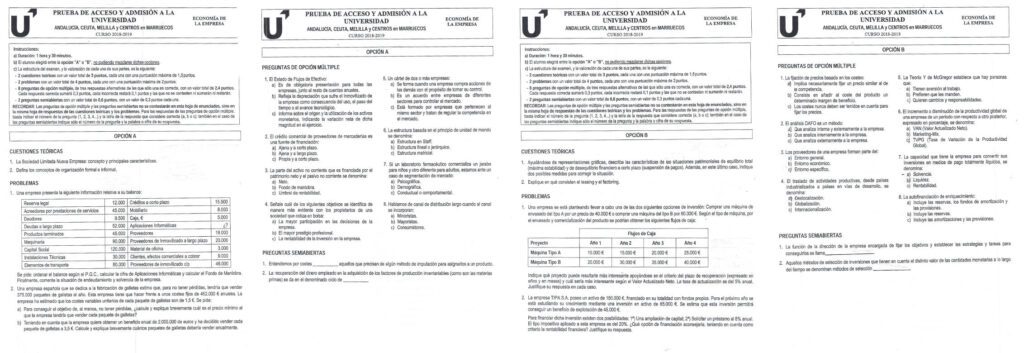 Selectividad: examen resuelto -y comentado- de Economía de la empresa (convocatoria junio 2019, Andalucía) 1